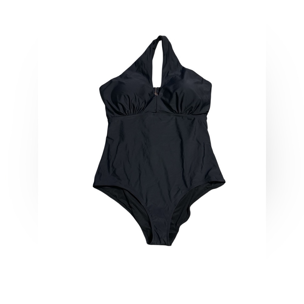 LYSA Swim One-Piece Swimsuit – Black, Size 2X – Halter Style with Back Support